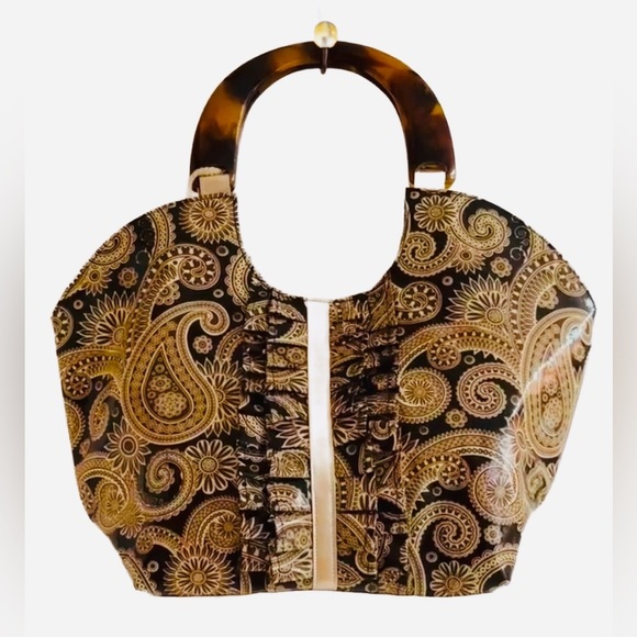 MUDPIE ~ oversized paisley print tortoise shell handle, quality construction. - Picture 1 of 9